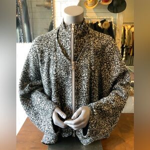 Kaelen Black and White Knit Sweater Cape with Sleeves